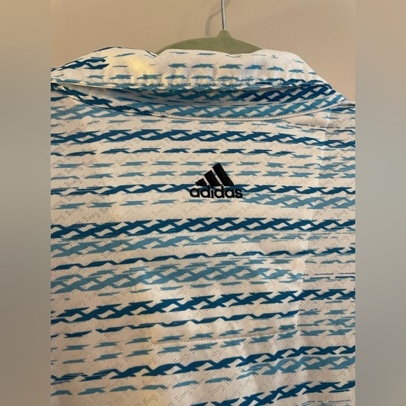 Adidas Blue and White Printed Golf Polo - Picture 4 of 6